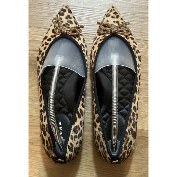 Birdies Women's The Goldfinch 15 Leopard Print Haircalf Pointed Flats-Size 10.5 - Picture 3 of 6